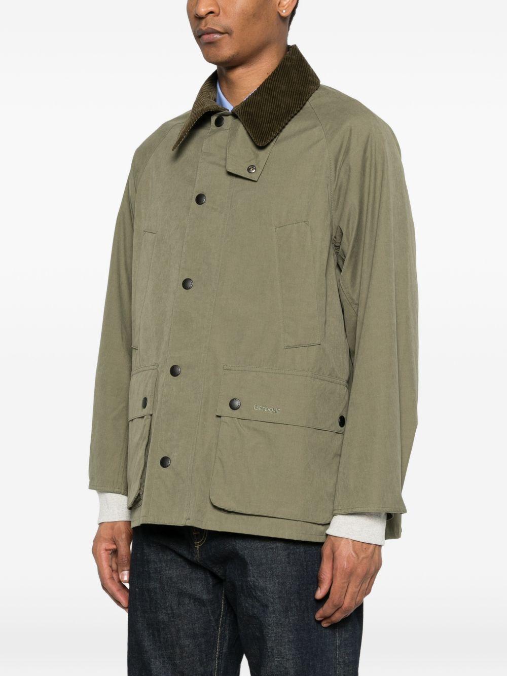 BARBOUR Giacca Bedale verde con colletto in velluto e tasche 