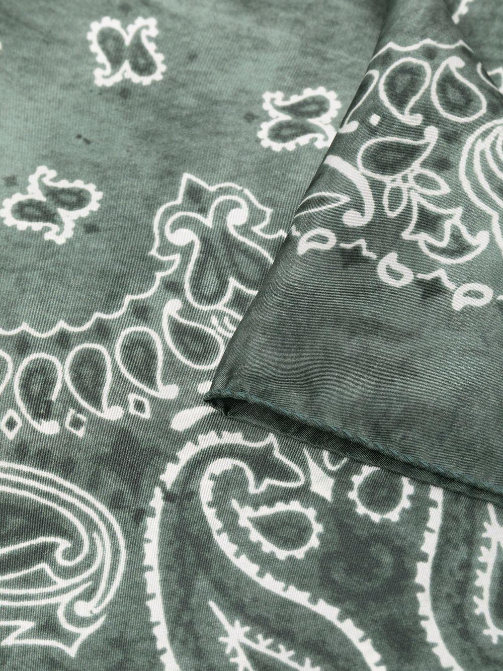 GOLDEN GOOSE Foulard verde in seta con stampa paisley bianca 