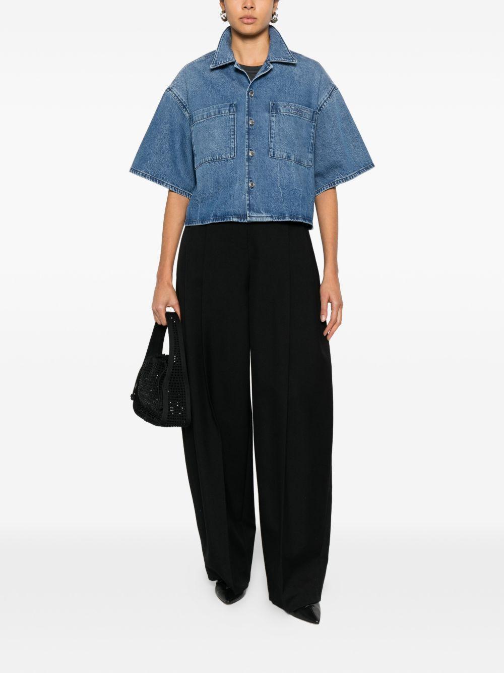 ALEXANDER WANG Camicia crop in denim 