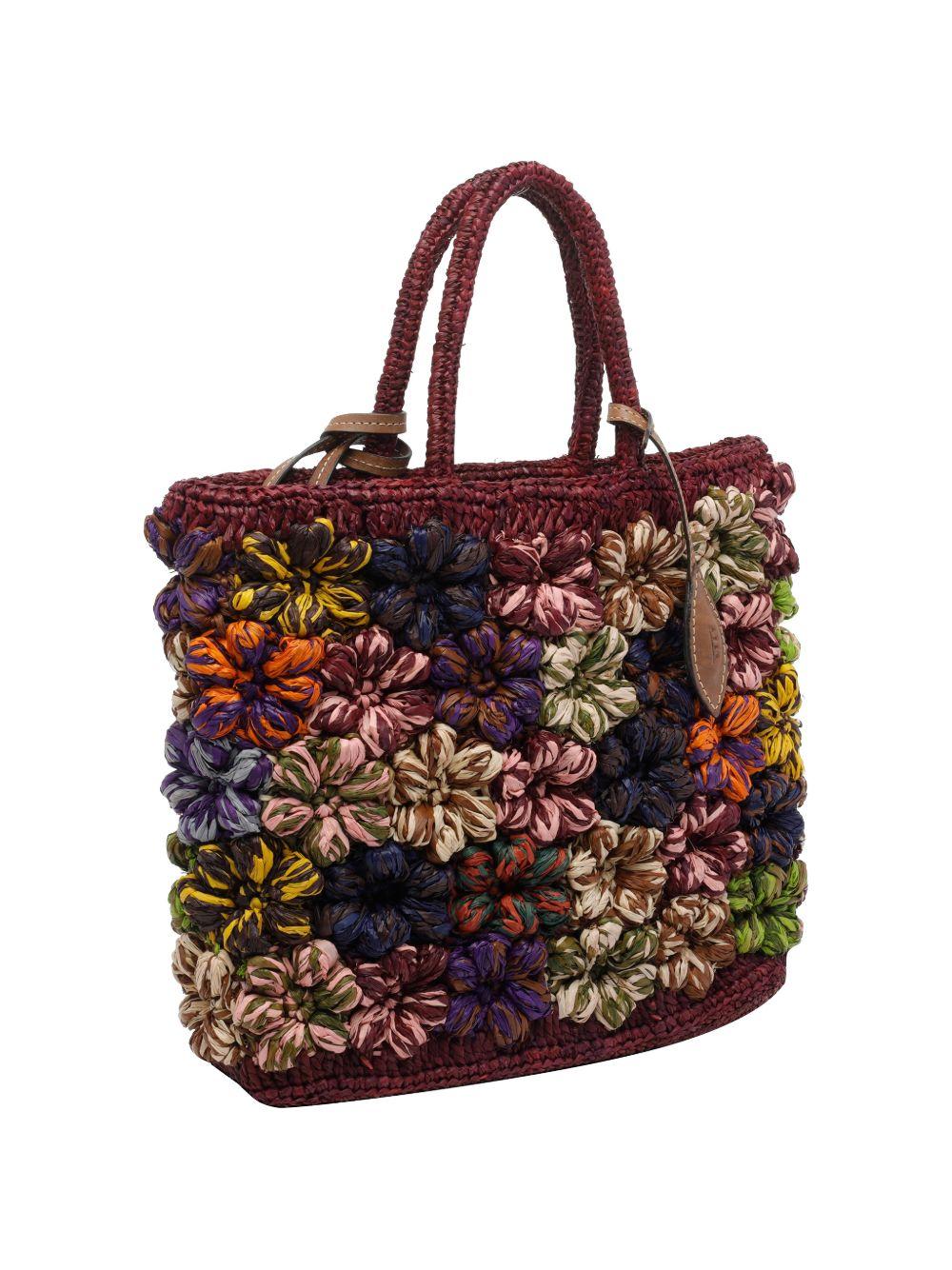 AFAR Borsa tote Flower in rafia 