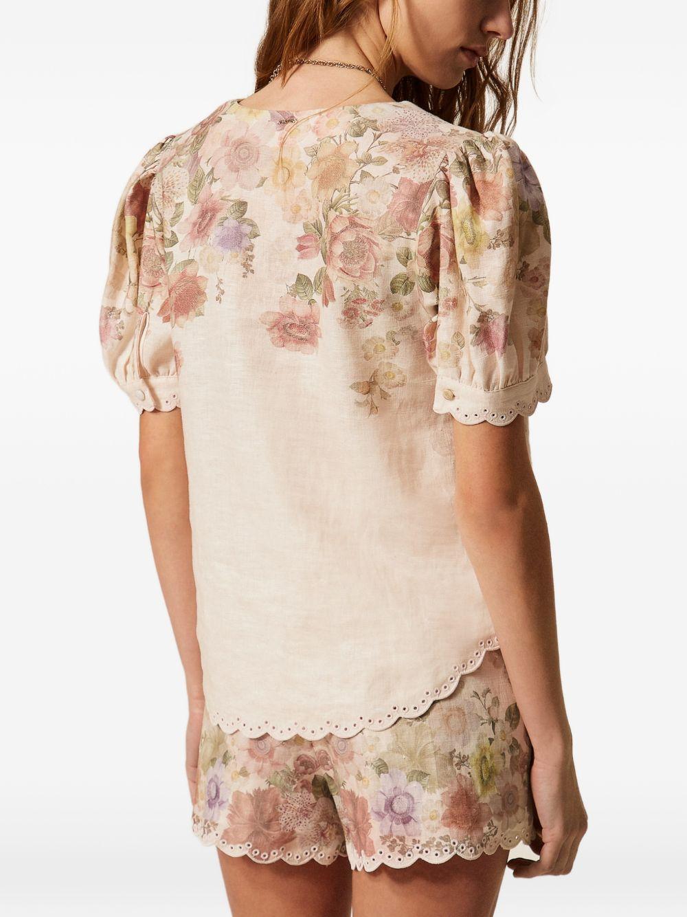 TWINSET T-shirt con maniche corte e disegni floreali 