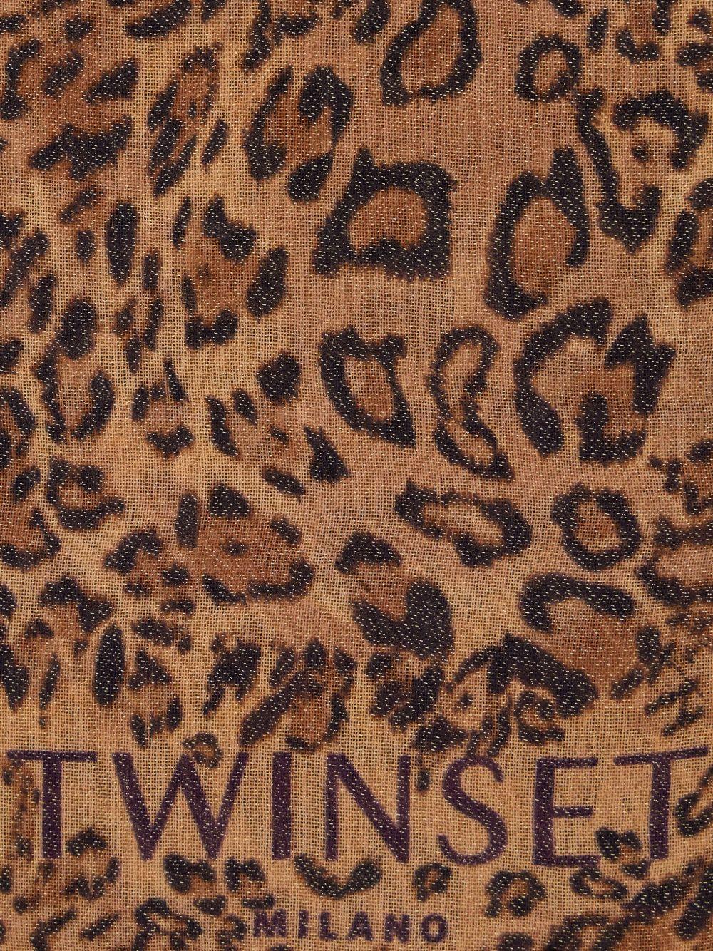 TWINSET Sciarpa stampa leopardata in modal marrone 