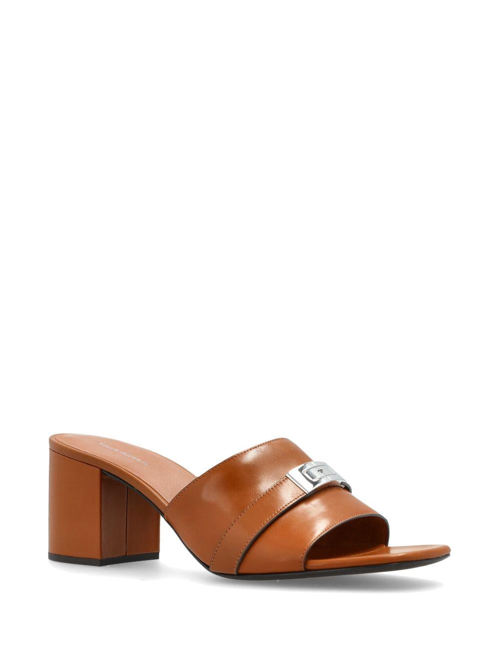 TORY BURCH Sandali mule Leelee in pelle marrone 