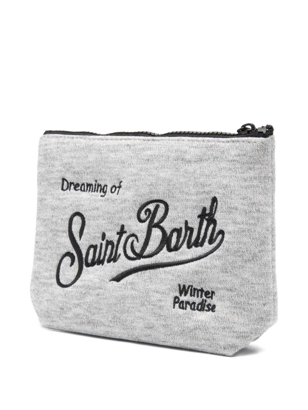 MC2 SAINT BARTH Pochette grigia con logo ricamato 