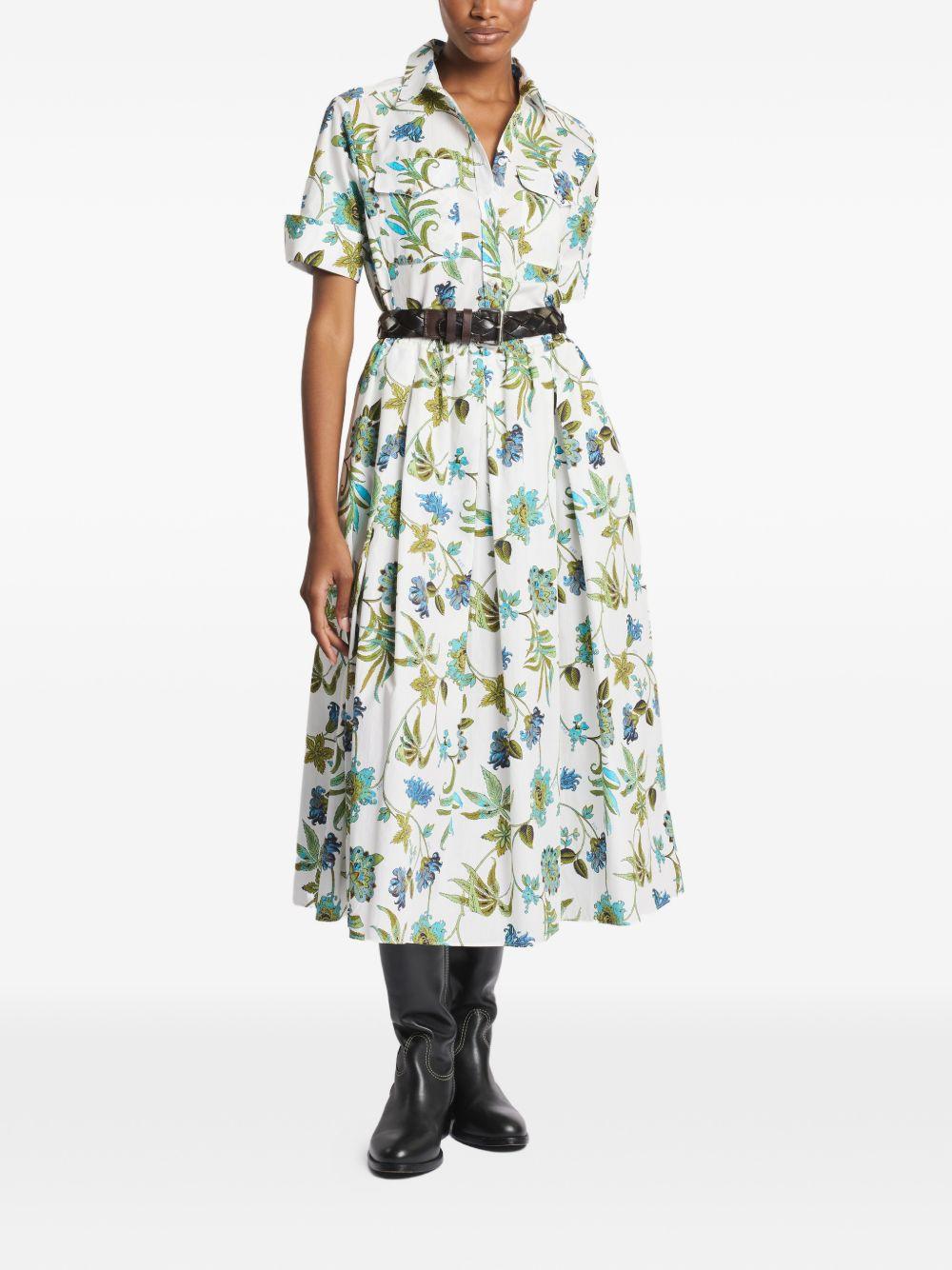 FAY Gonna midi in cotone bianco con stampa floreale 