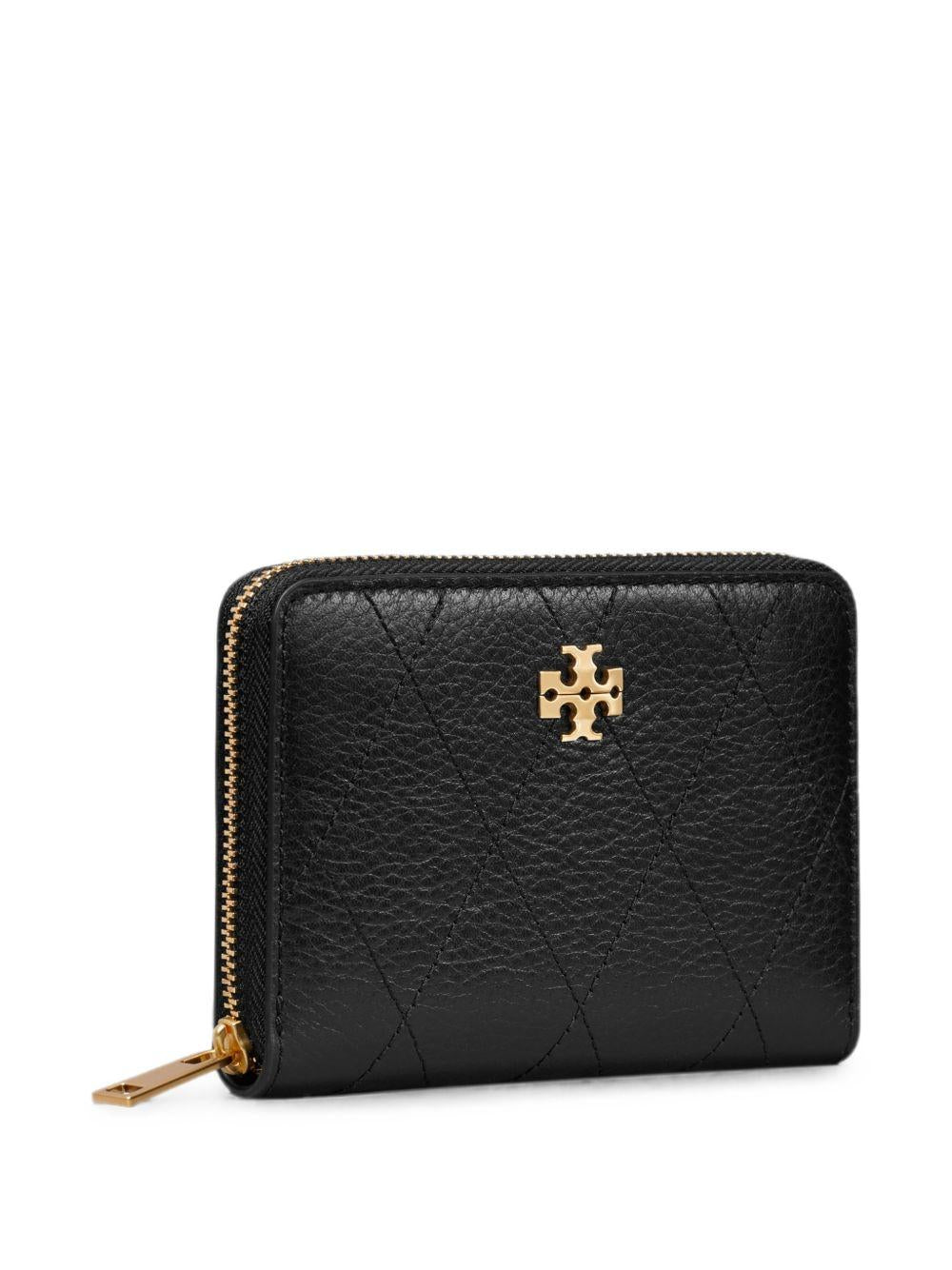TORY BURCH Portafoglio Charlie in pelle nera con logo dorato 