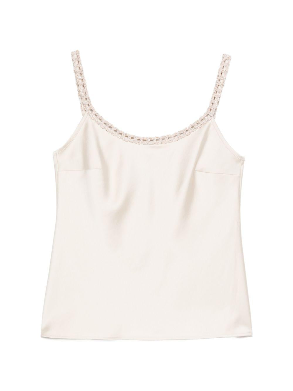 D EXTERIOR Top in simil raso avorio con spalline sottili 
