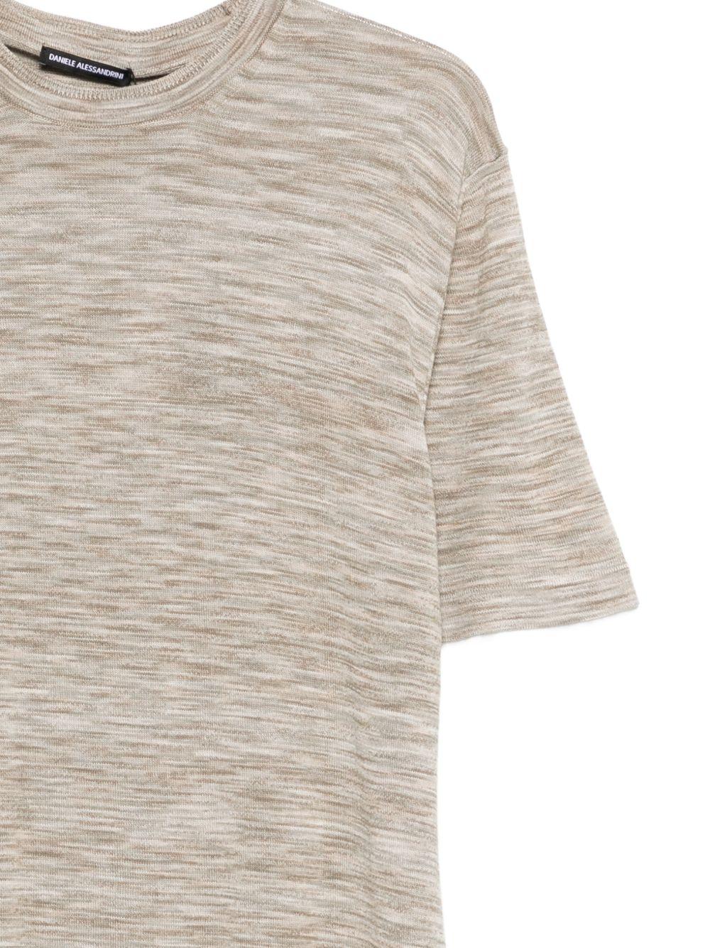 DANIELE ALESSANDRINI Maglia in cotone beige a maniche corte 