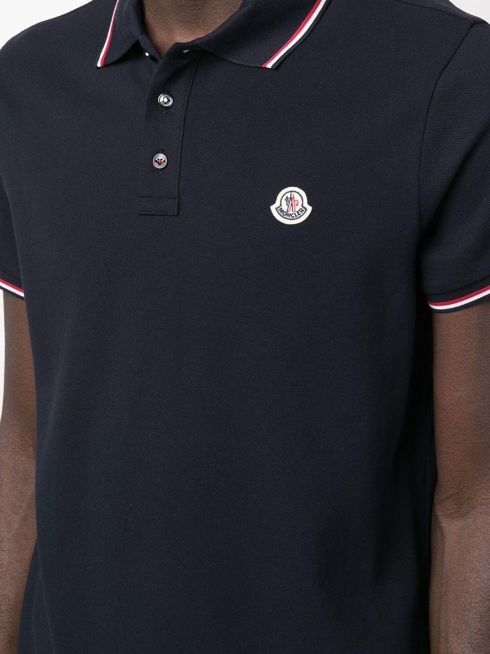 MONCLER Polo in cotone blu 
