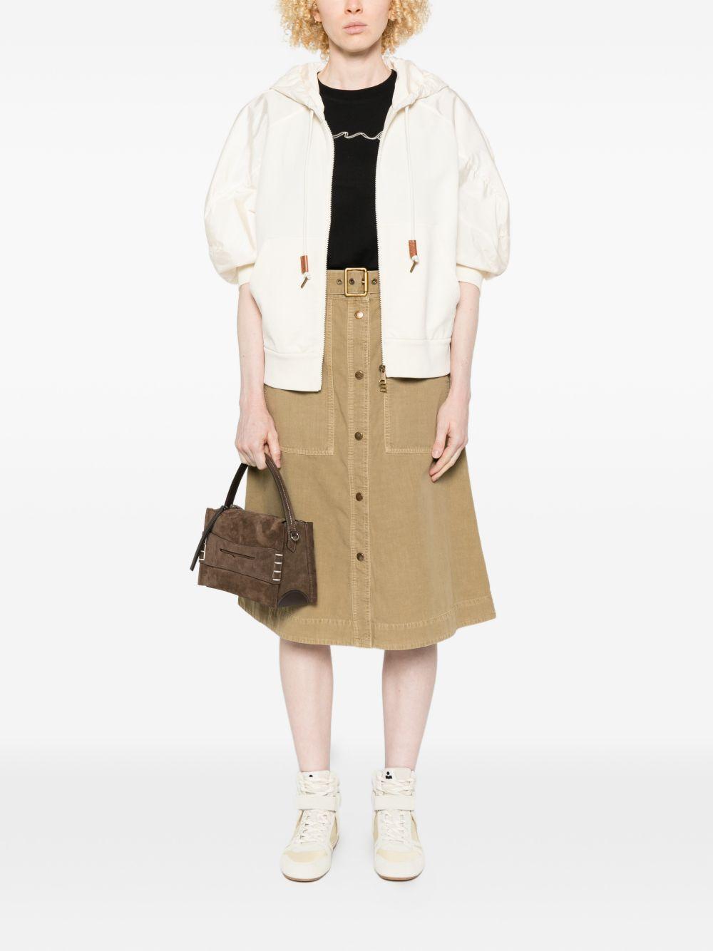 MONCLER Beige sweater with hood and puff sleeves<BR/> 