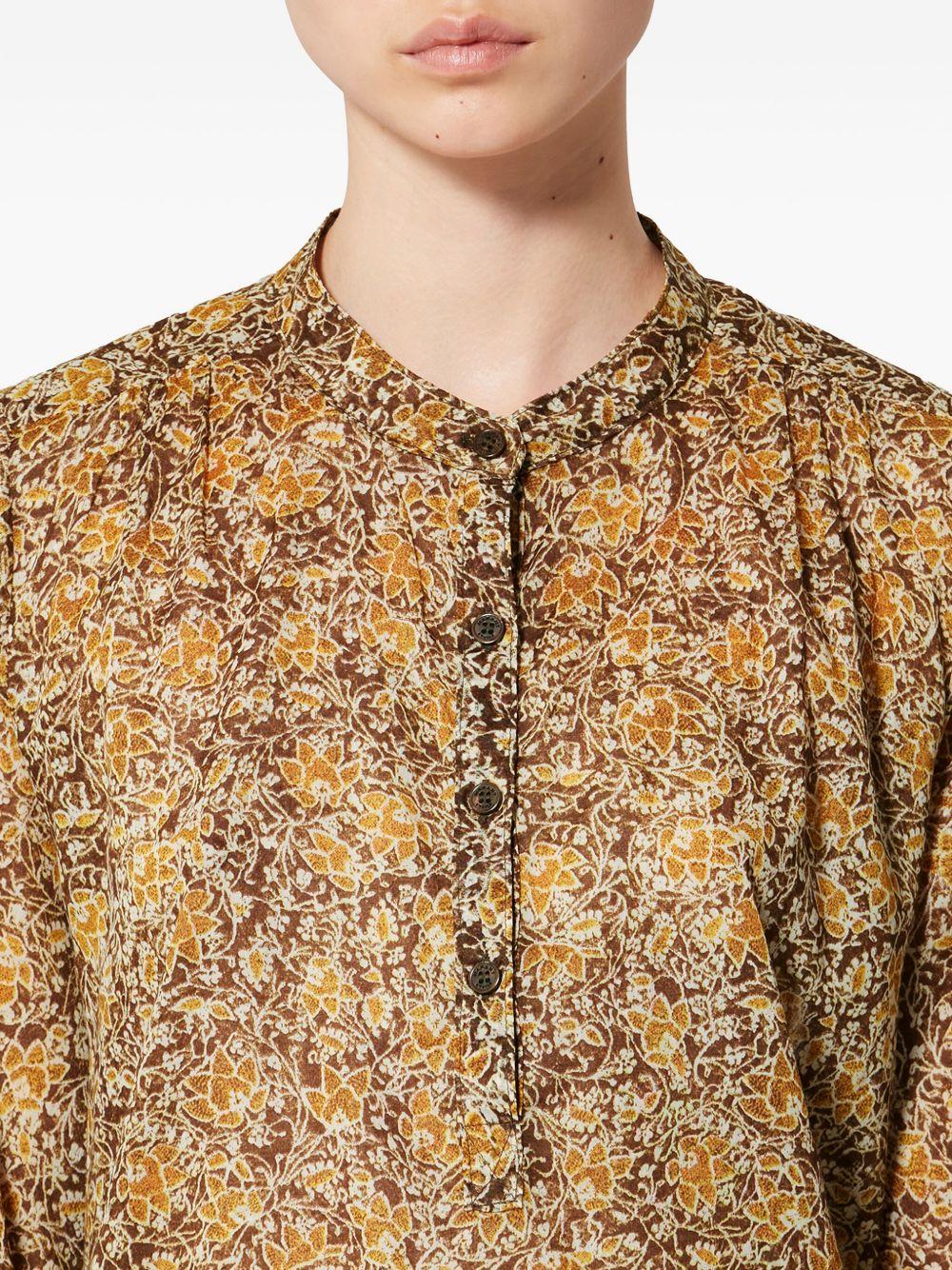 MARANT ETOILE Camicia verde in cotone con stampa floreale 
