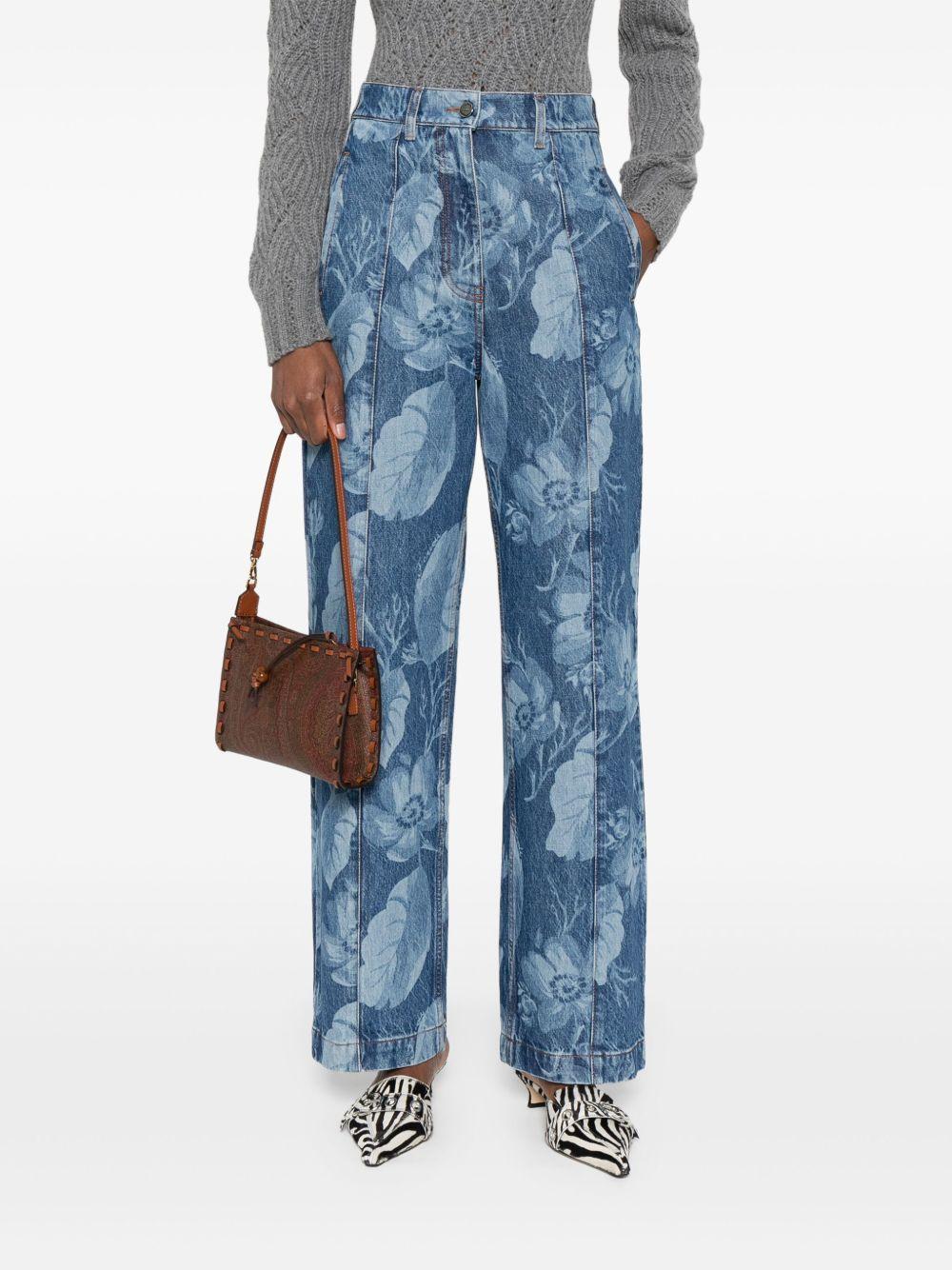 ETRO Borsa a spalla in pelle di vitello marrone con stampa paisley 