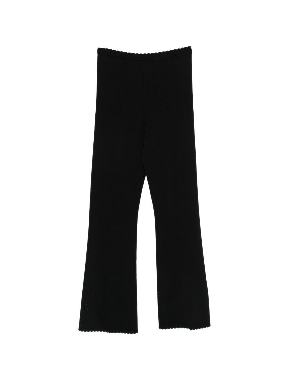 TWINSET Pantaloni neri con orlo smerlato ricamato 