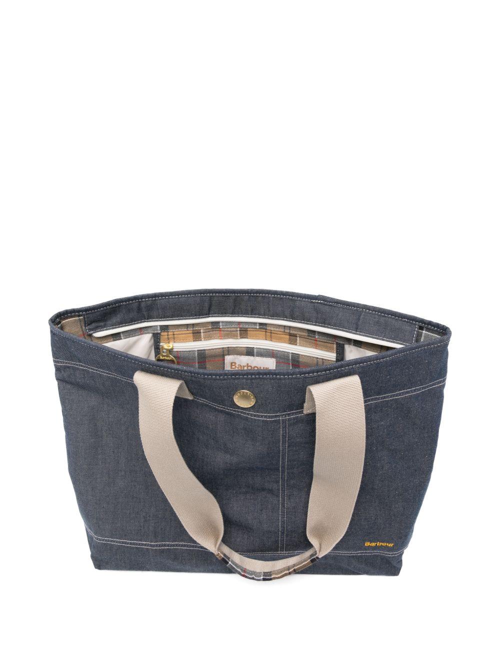 BARBOUR Borsa a mano in denim con logo cucito 