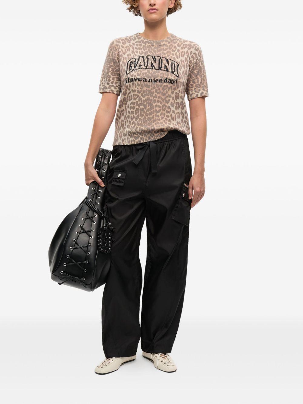 GANNI T-shirt in misto lana animalier 