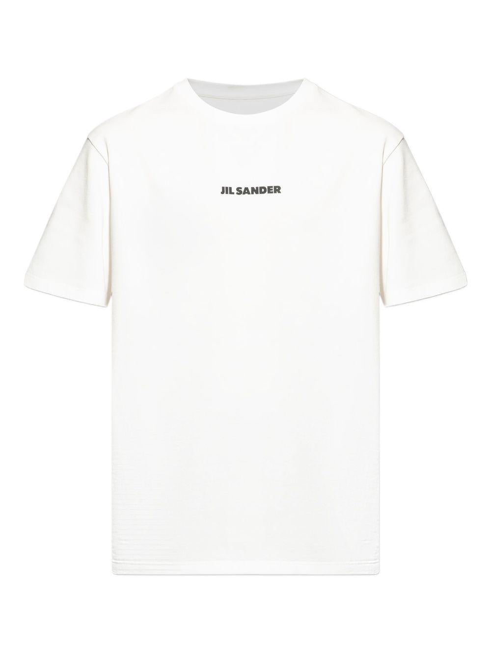 JIL SANDER T-shirt in cotone bianco con logo 
