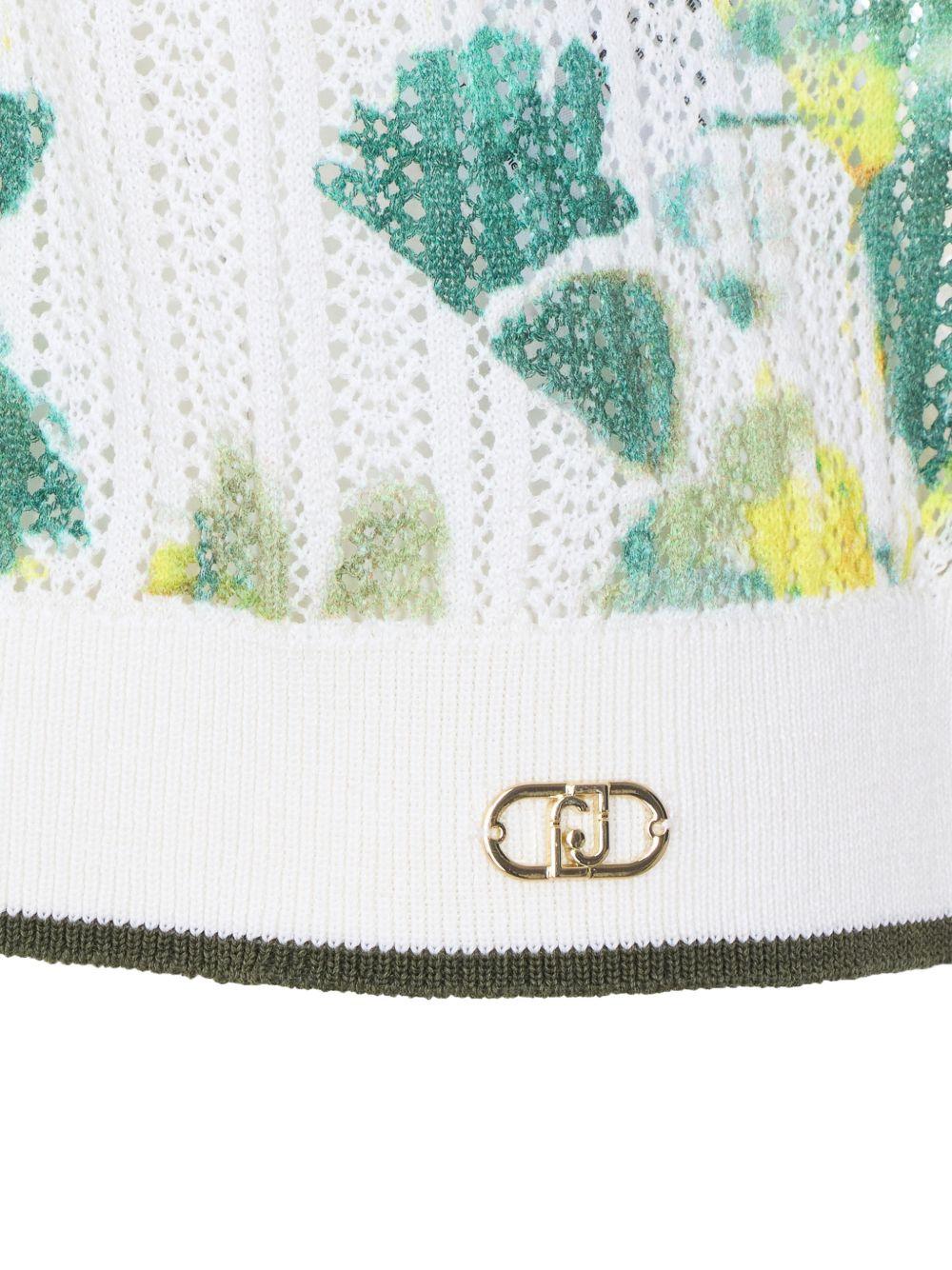 LIUJO T-shirt con scollo a barca multicolore verde 