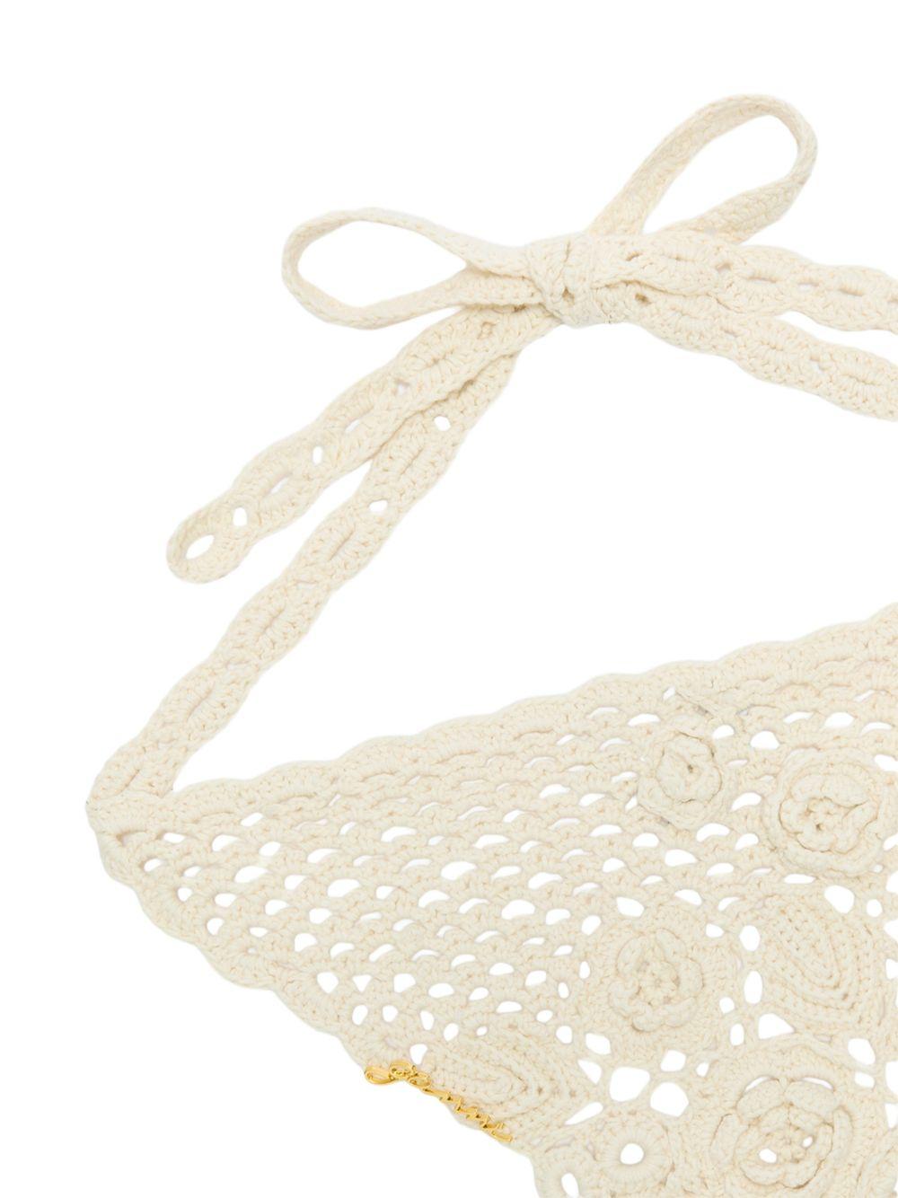 GANNI Foulard per la testa in cotone crochet bianco 
