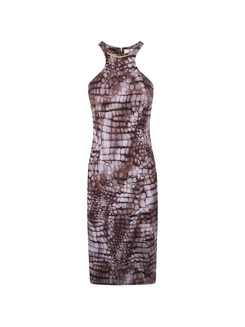 ELISABETTA FRANCHI Abito midi con stampa animalier 