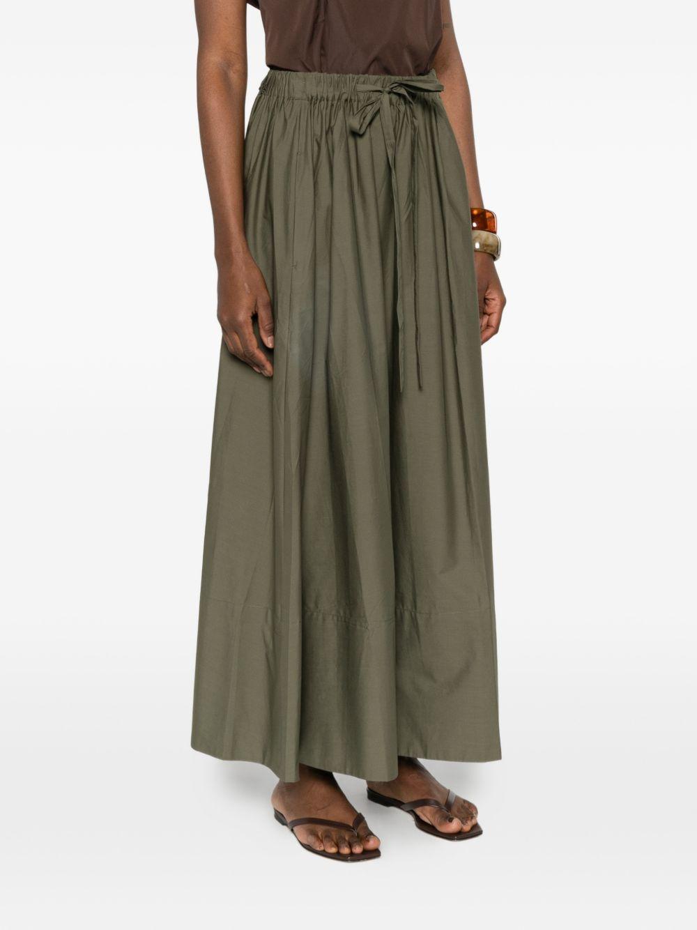 PEUTEREY Gonna midi Madeline in cotone verde scuro 