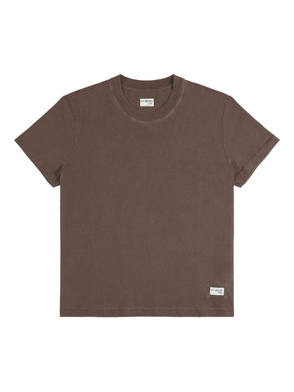 FAY T-shirt marrone in cotone con logo Fay Archive 