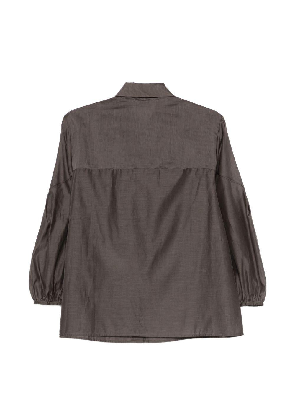PESERICO Camicia marrone con maniche a palloncino 