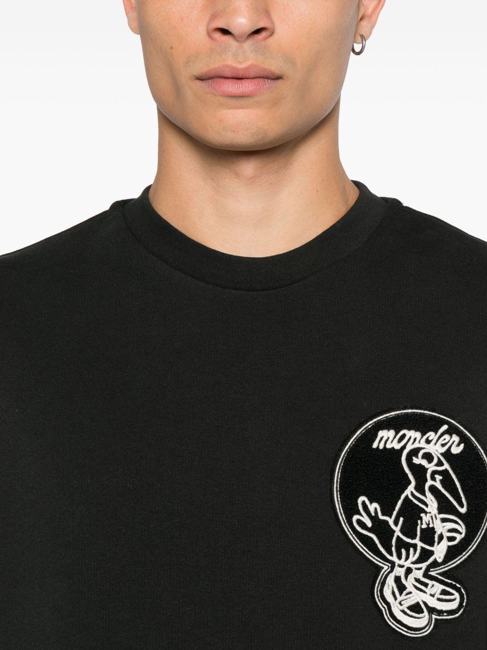 MONCLER Felpa con logo in cotone nero 