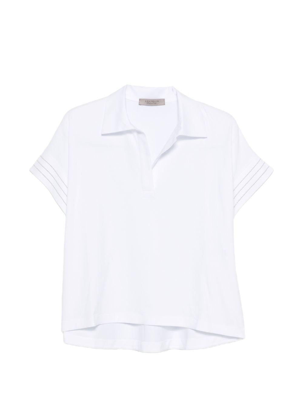 D EXTERIOR Polo in cotone elastticizzato bianco 