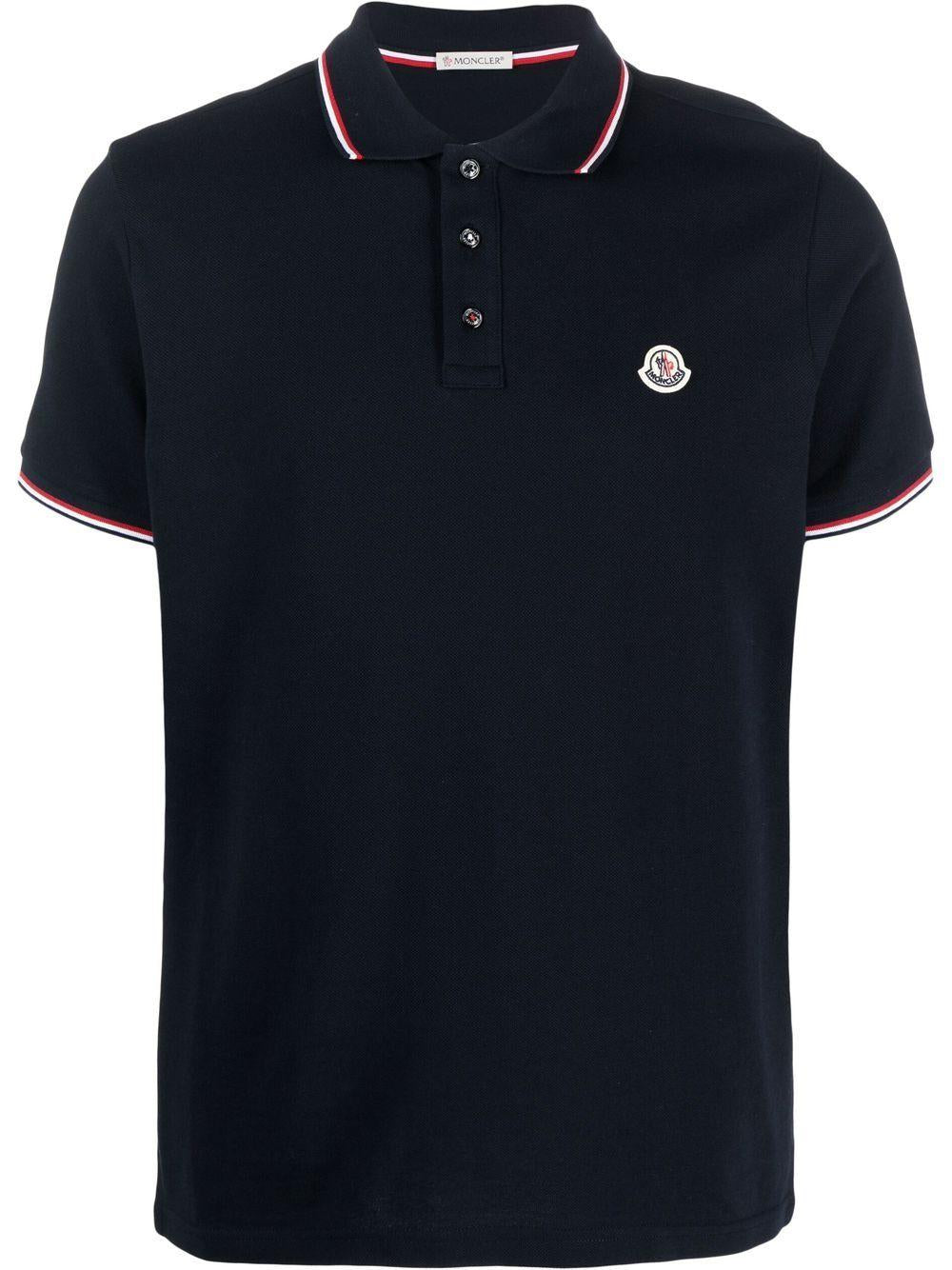 MONCLER Polo in cotone blu 