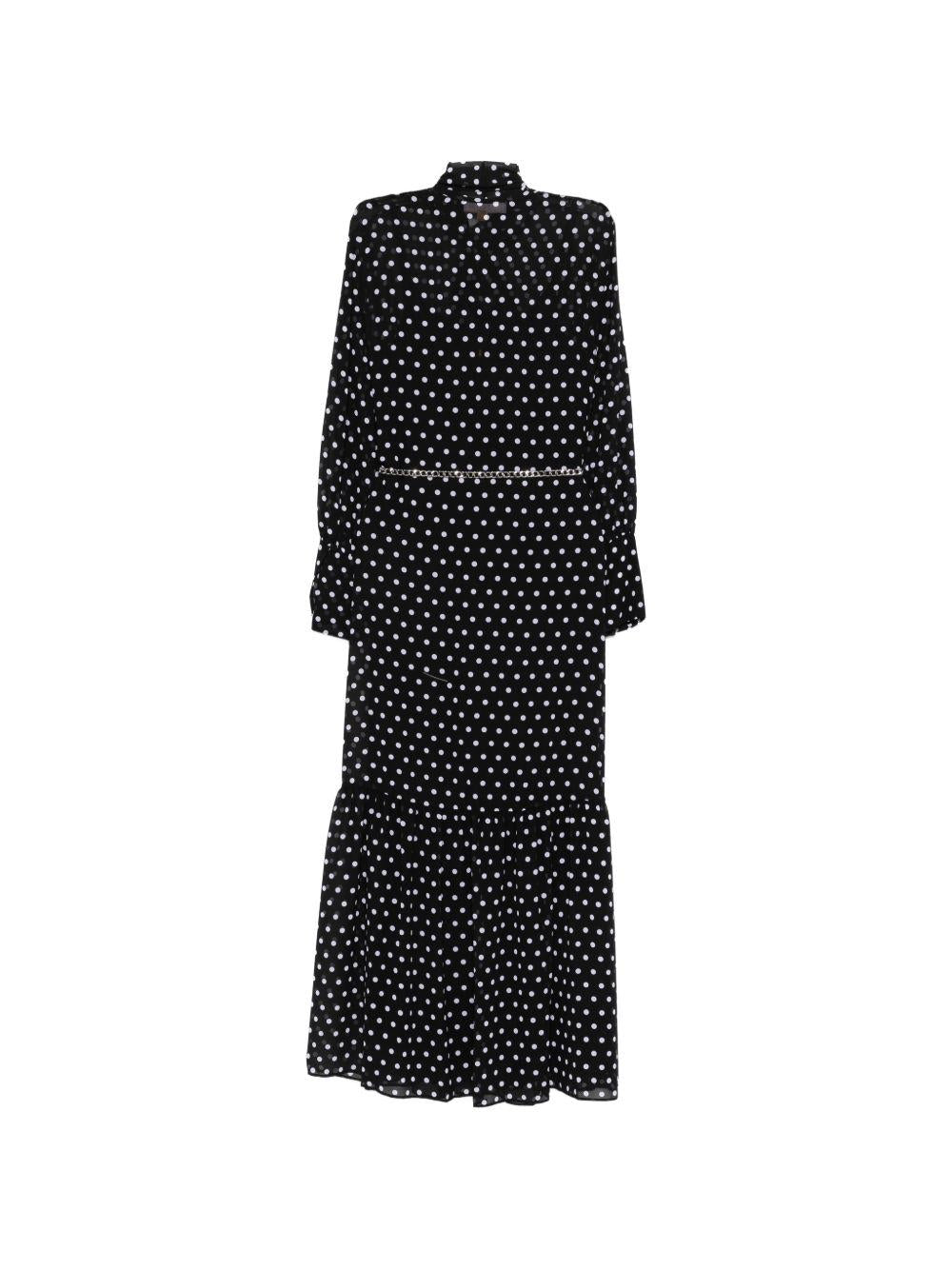 MICHAEL KORS Abito lungo nero/bianco a pois 