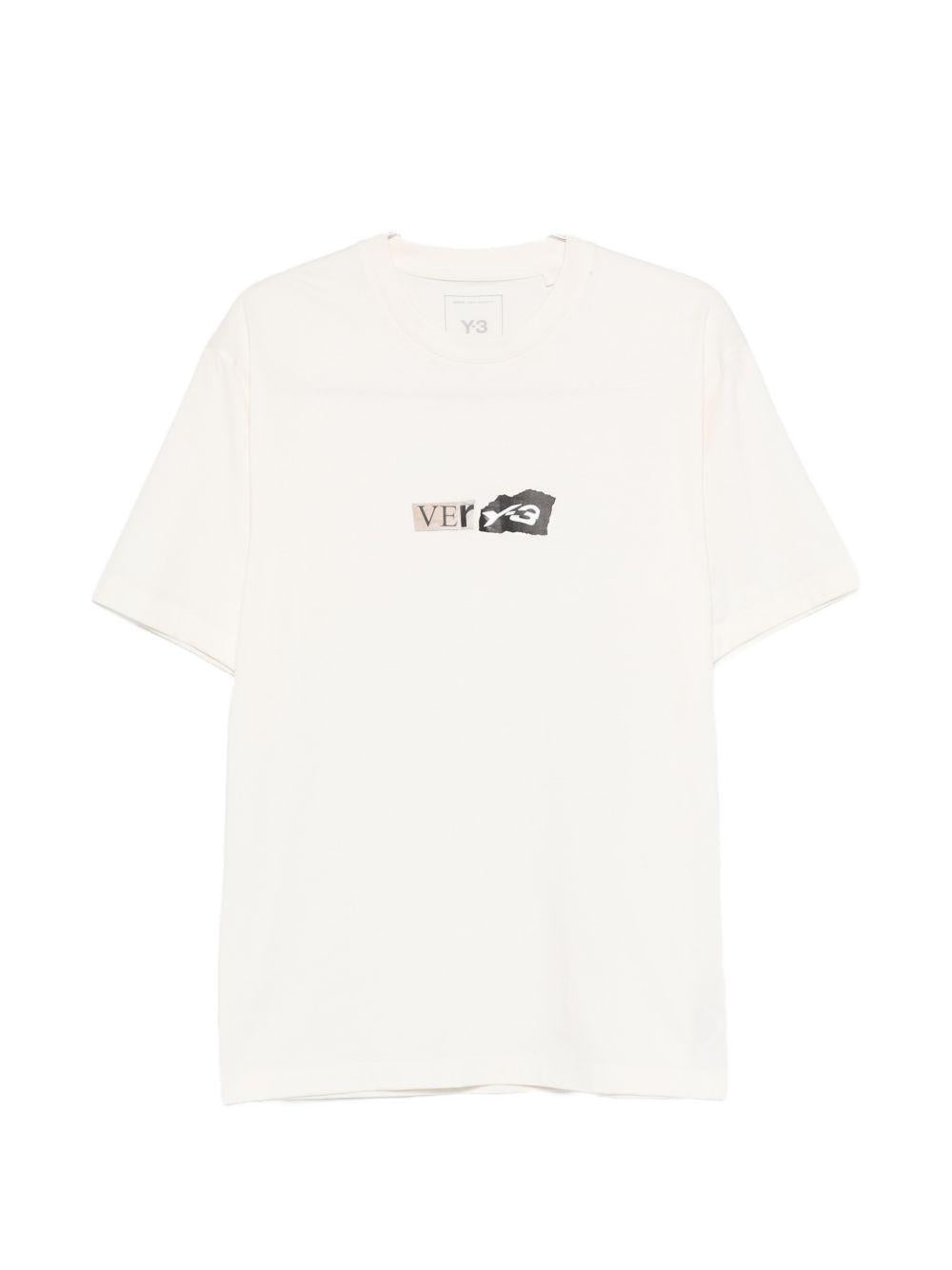 Y3 T-shirt in cotone bianco con stampa 