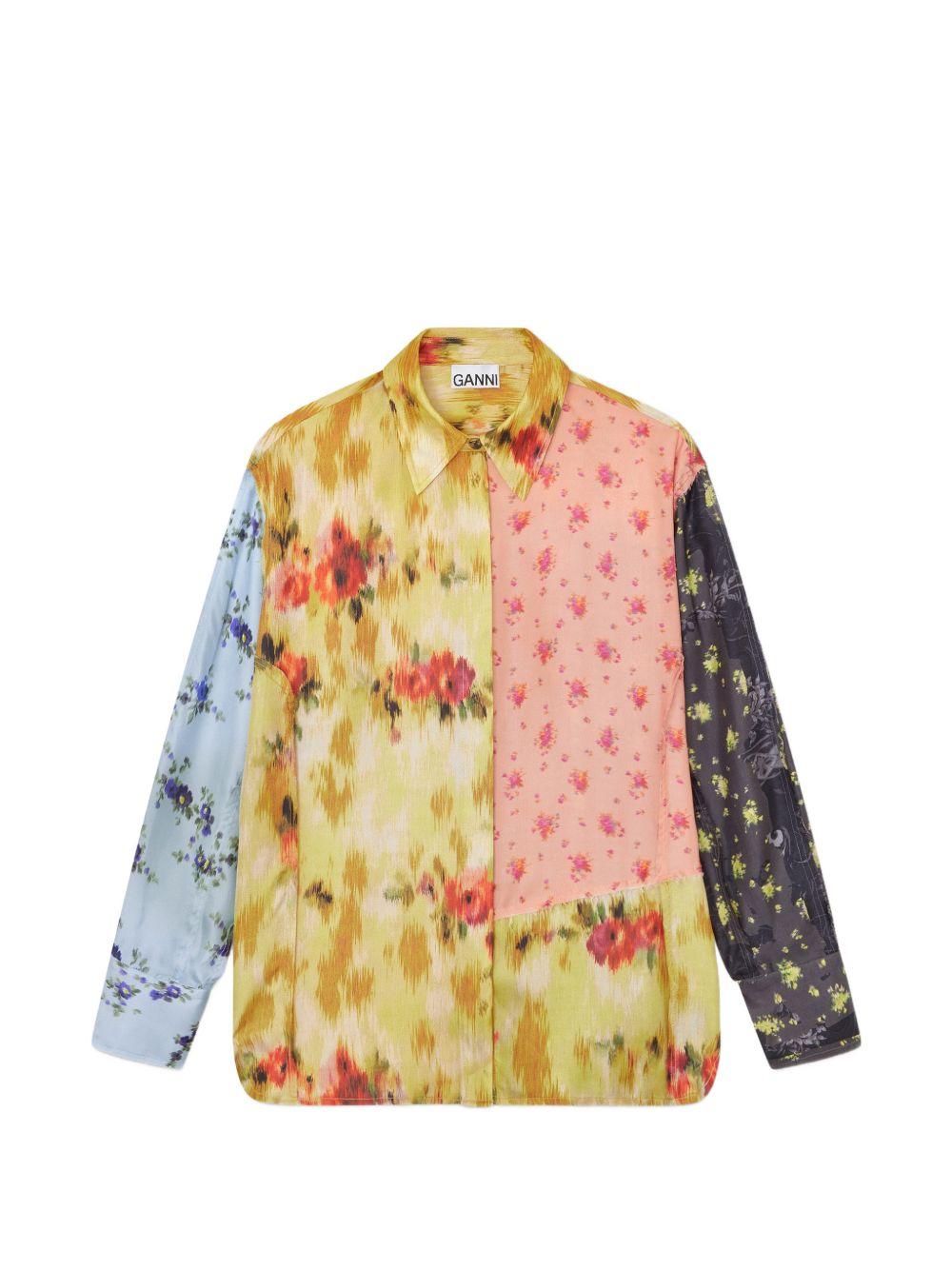 GANNI Camicia in seta multicolore con fantasia 
