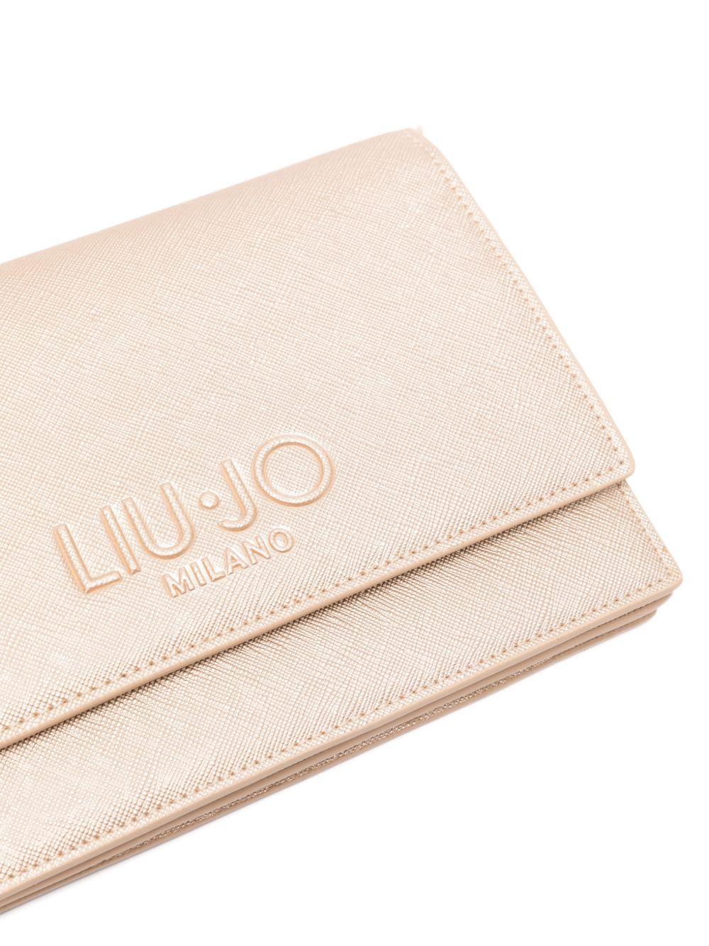 LIUJO Borsa a tracolla color champagne con placca logo 