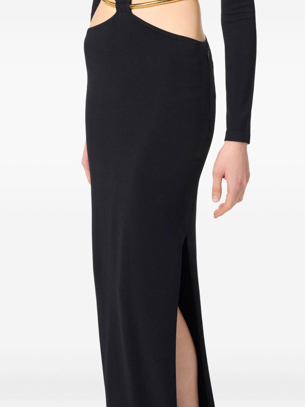 ELISABETTA FRANCHI Abito lungo cut-out nero con cintura 