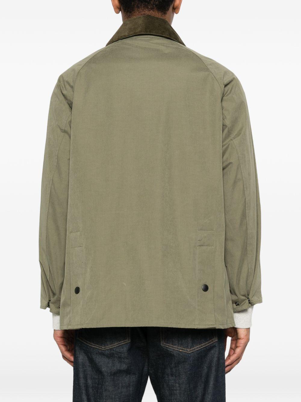BARBOUR Giacca Bedale verde con colletto in velluto e tasche 