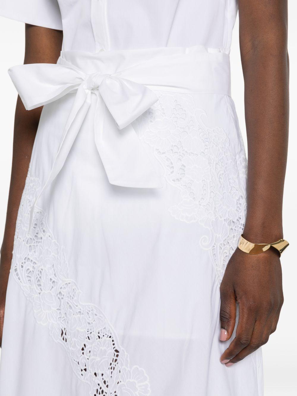 TWINSET Abito midi bianco con trine 