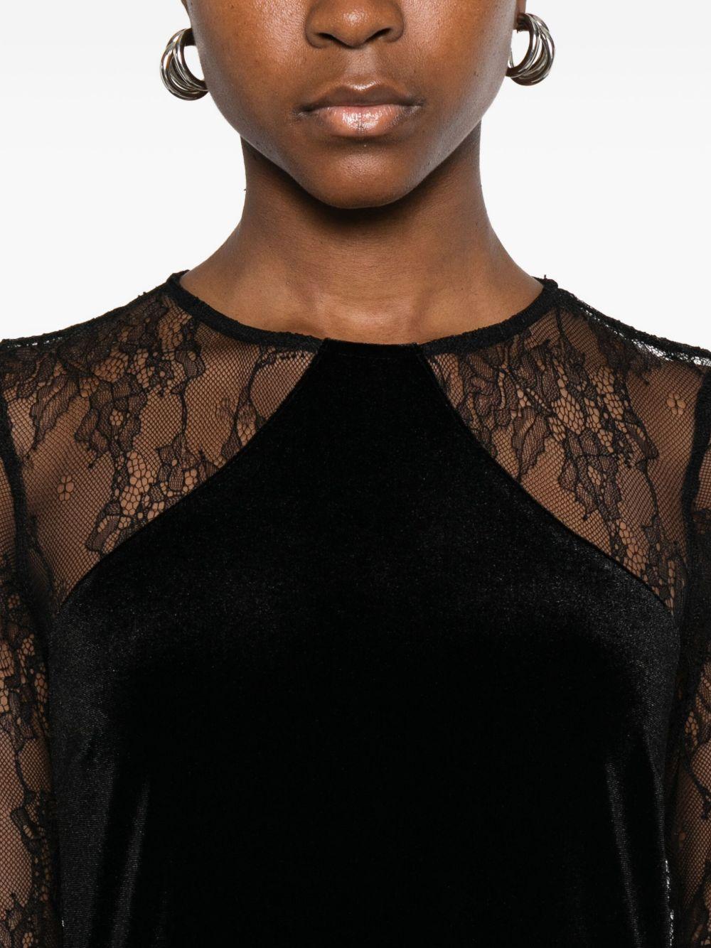 LIUJO Abito corto nero con inserti in pizzo 