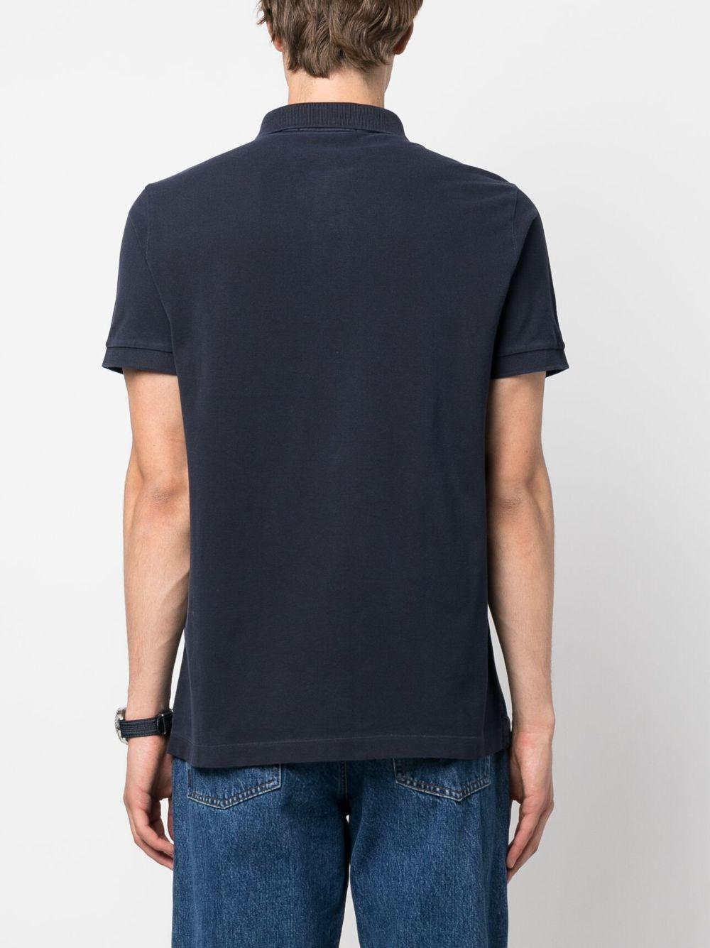 STONE ISLAND Polo in cotone blu con logo 