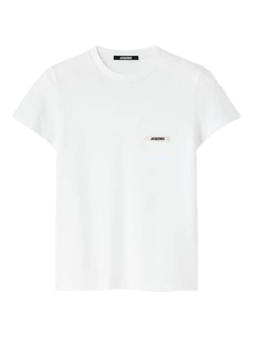 JACQUEMUS T-shirt Gros Grain bianca in cotone con logo 
