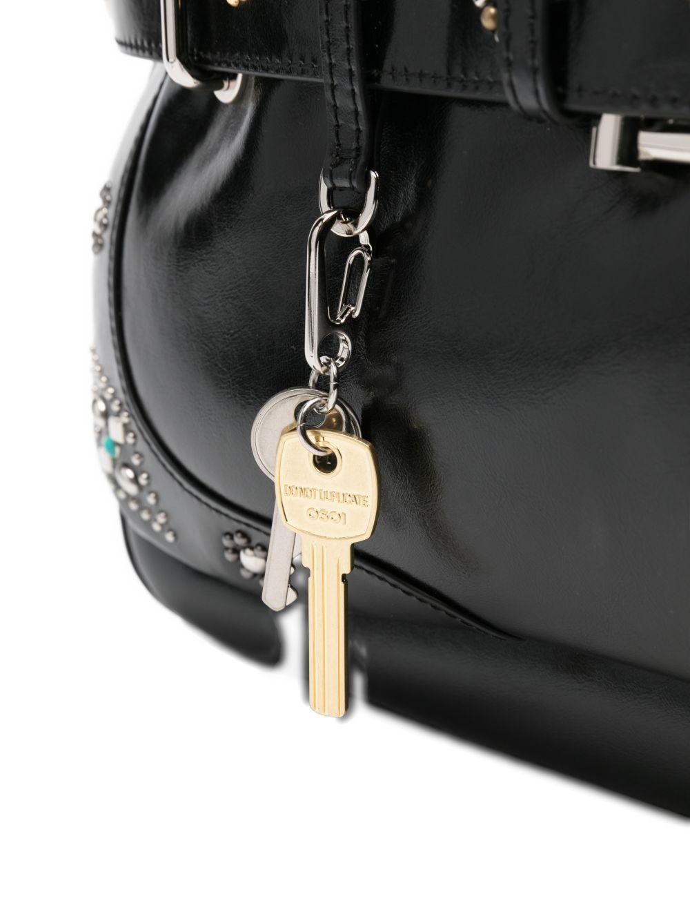 OSOI Tote bag in pelle nera con manici superiori 