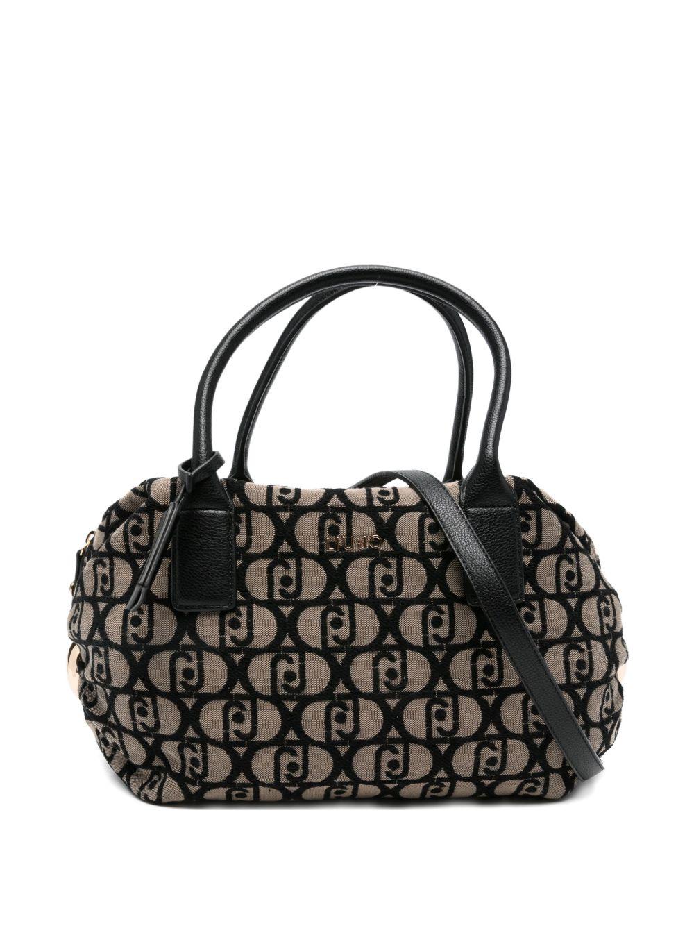 LIUJO Borsa beige e nera con motivo monogram 