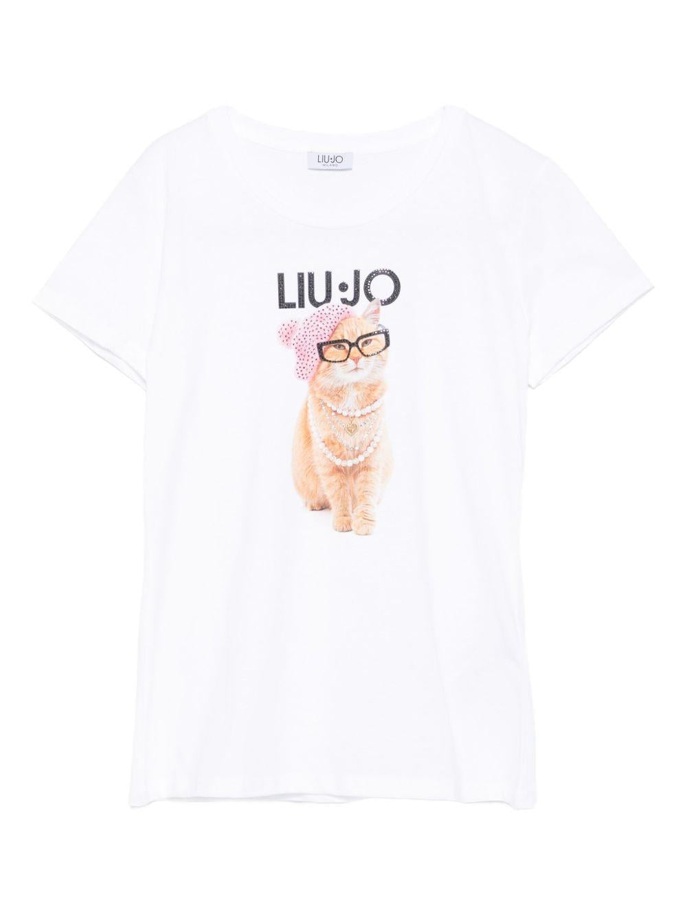 LIUJO T-shirt girocollo bianca con stampa 