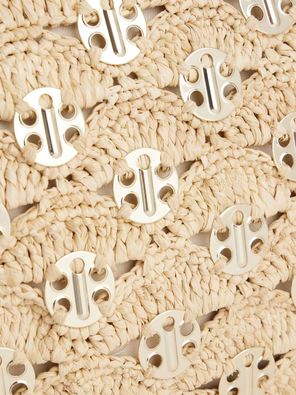 RABANNE Pochette in rafia con inserti oro 