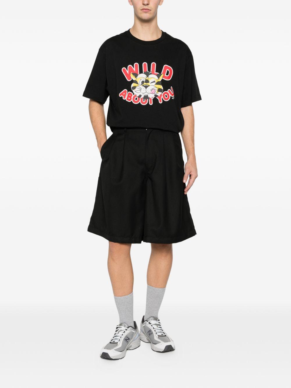 KENZO T-shirt in cotone nero con stampa 
