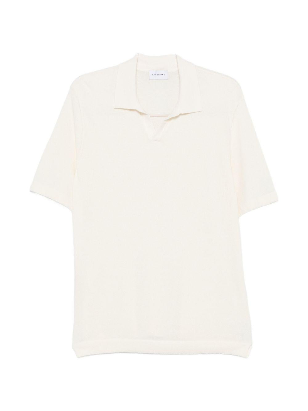 SCAGLIONE Polo in cotone bianco a maniche corte 