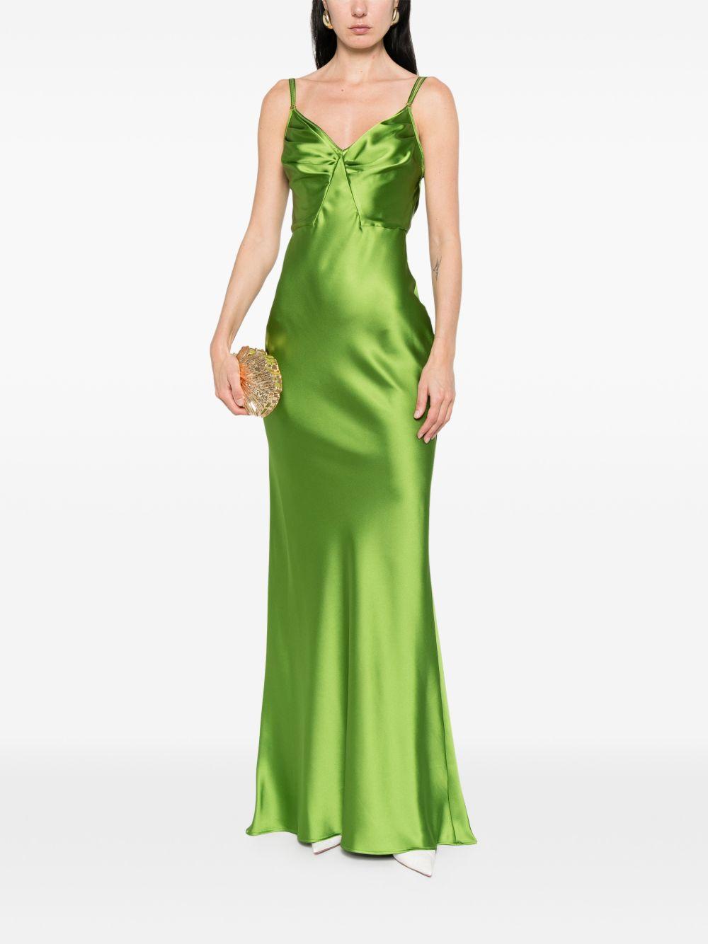 ELISABETTA FRANCHI Abito lungo verde satinato 