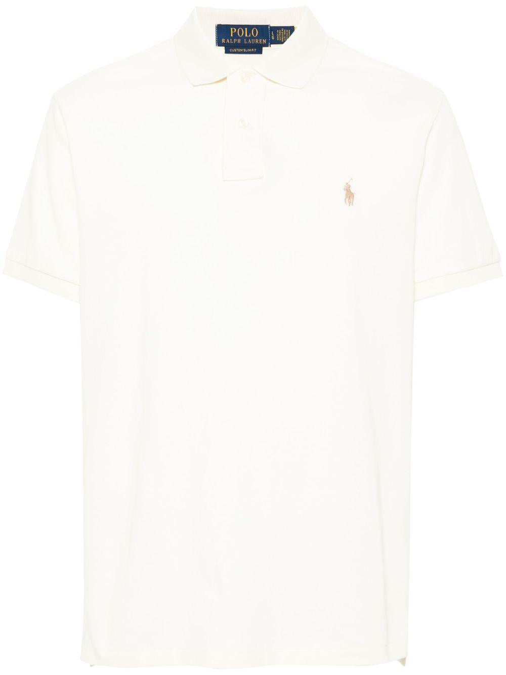 POLO RALPH LAUREN Polo in cotone beige con cavallino ricamato 