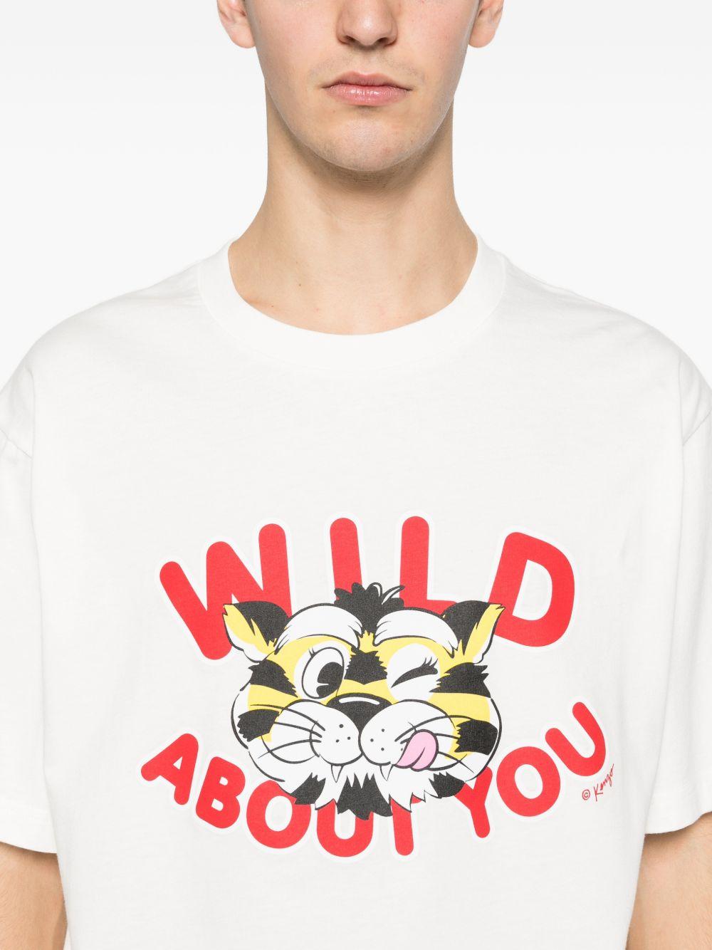 KENZO T-shirt in cotone bianco con stampa 