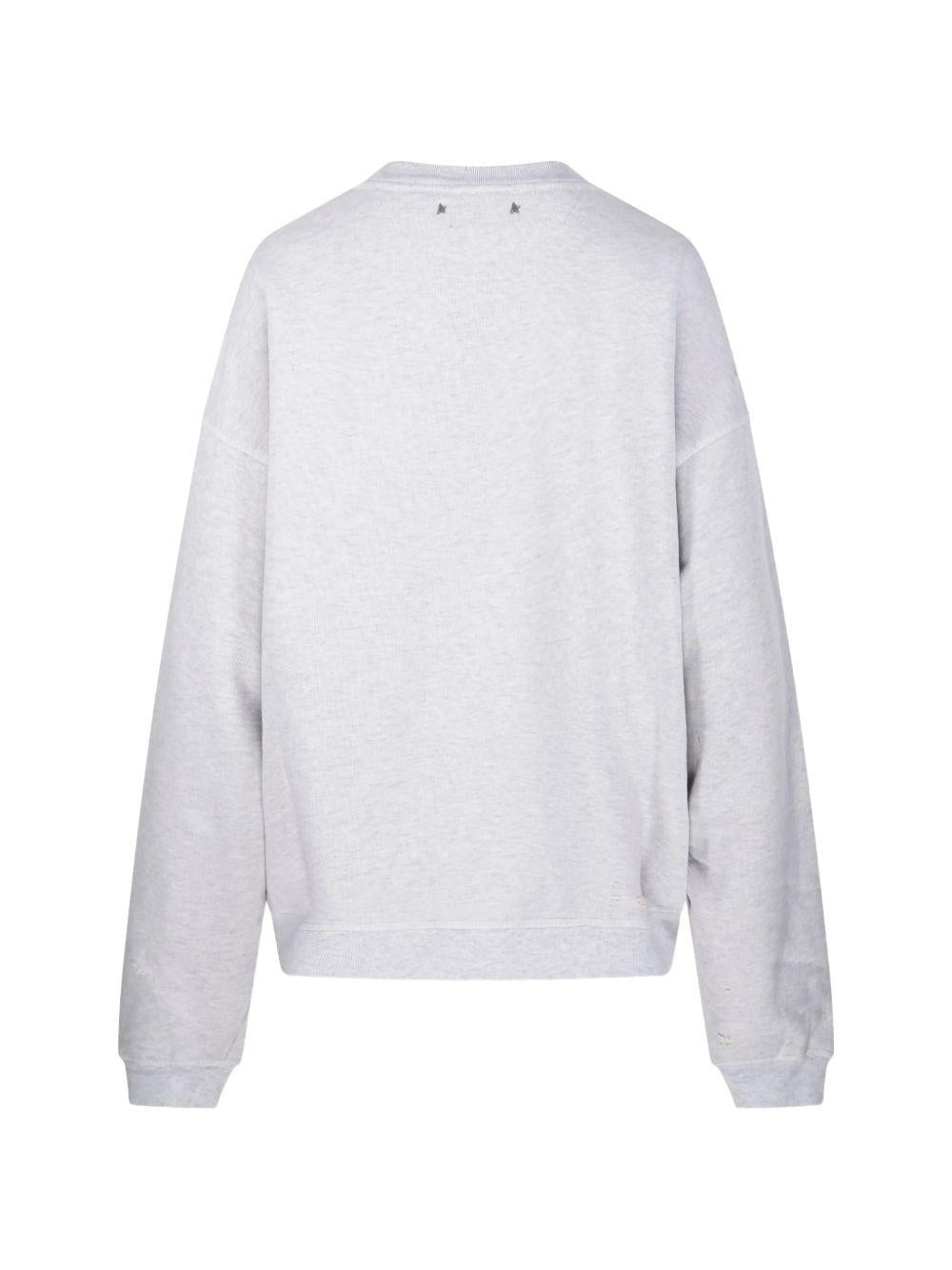 GOLDEN GOOSE Felpa girocollo in cotone grigio con stampa 