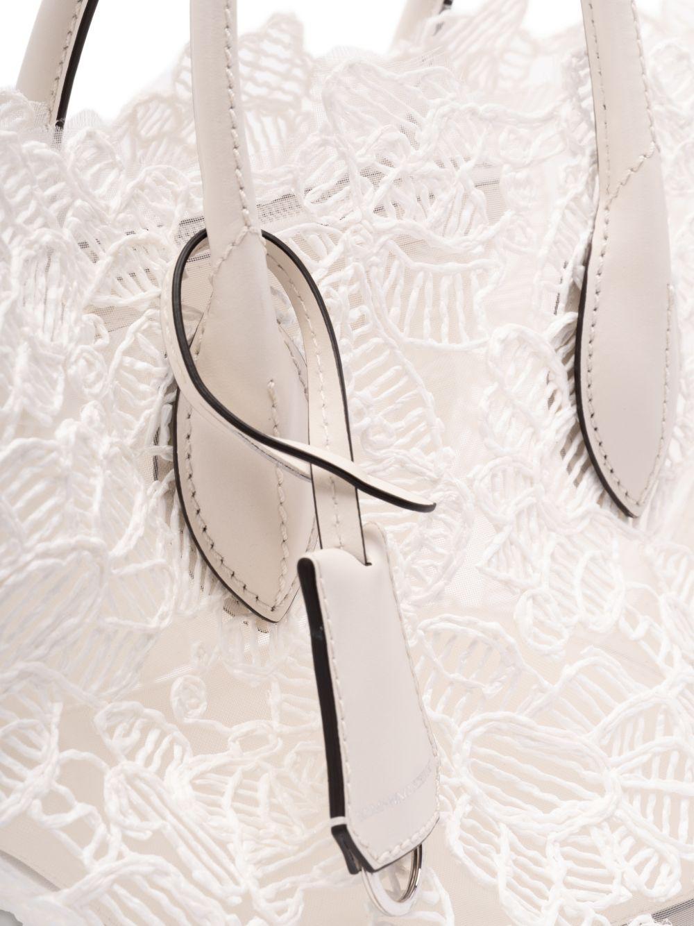 ERMANNO SCERVINO Borsa tote in pizzo floreale bianca con manici superiori 
